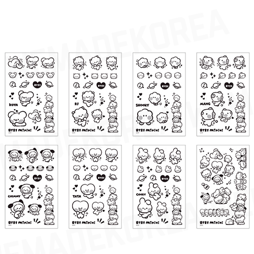 BT21 minini Clear Sticker Sheet Tata